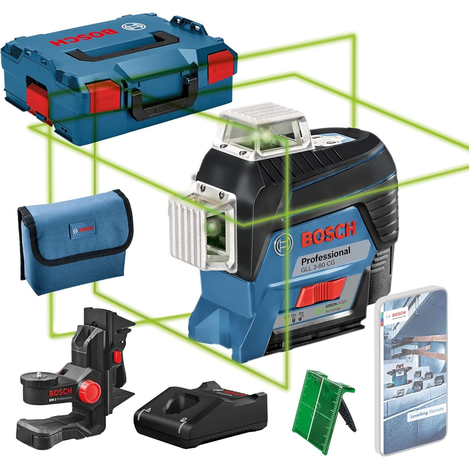 Buy Bosch Professional,Bosch GLL 3-80 CG Professional 12V Green Laser Level | 30m Range, Battery, App Control & L-BOXX - Gadcet UK | UK | London | Scotland | Wales| Near Me | Cheap | Pay In 3 | Electronics